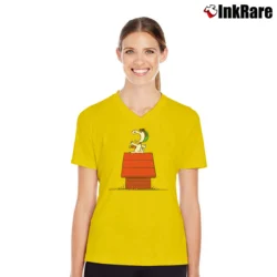 Women’s Snoopy Curse You Red Baron V-Neck Tee in yellow | Chic Neckline, Soft Texture