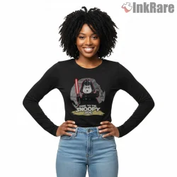 Snoopy Dark Side Parody Lightsaber Shirt on black long sleeve shirt for women graphic tee