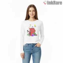 Snoopy Decorating The Christmas House Shirt on white long sleeve shirt for women graphic tee