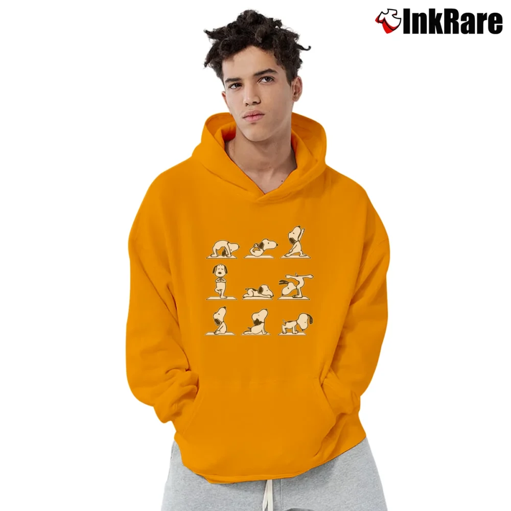 Men’s Snoopy Do Yoga Classic Pullover Hoodie in orange | Cozy, Durable, Modern Fit