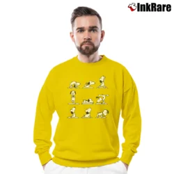 Men’s Snoopy Do Yoga Ted Scoop Classic Crewneck Sweatshirt in yellow | Cozy Fabric, Clean Style