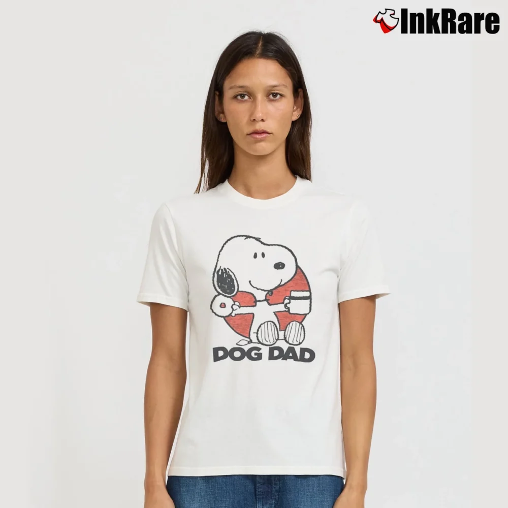 Women’s snoopy dog dad donut and coffee T-Shirt in white | Soft, Flattering Fit
