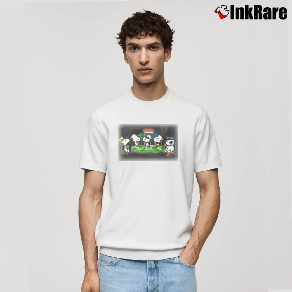 Men’s Snoopy Dogs Playing Cards Classic T-Shirt in white | Soft, Breathable Everyday Wear