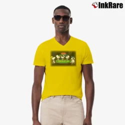 Men’s Snoopy Dogs Playing Cards V-Neck Tee in yellow | Sharp, Breathable, Everyday Staple
