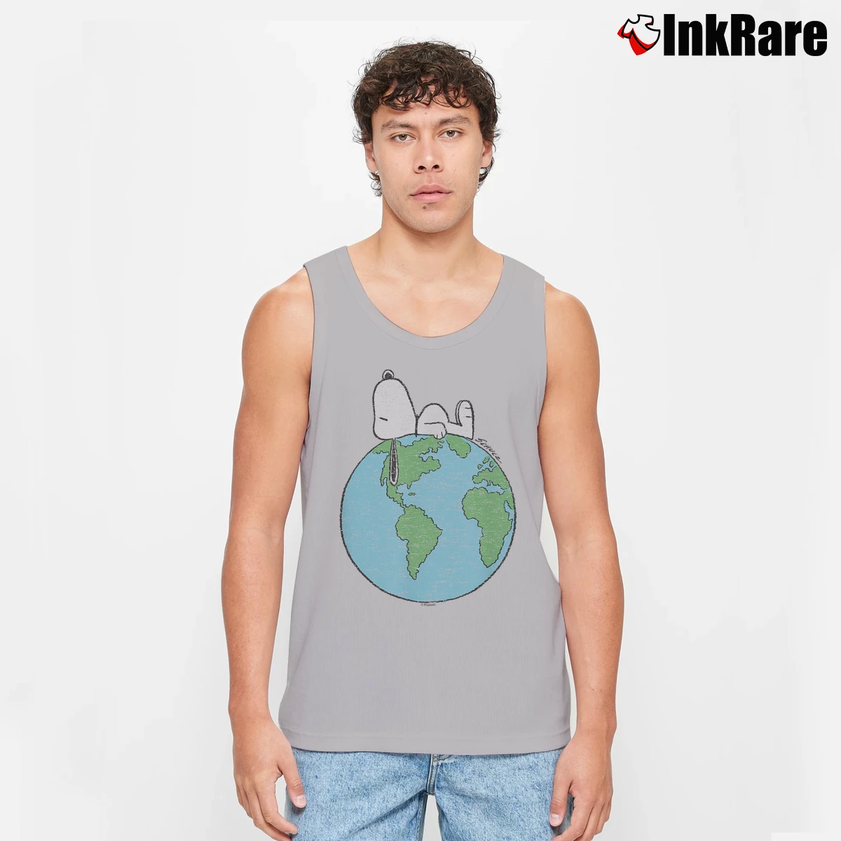 snoopy earth day laying on top of the world Men’s Performance Tank in sport grey – Lightweight Comfort Men’s snoopy earth day laying on top of the world Tank Top in sport grey | Breathable, Active-Friendly Design