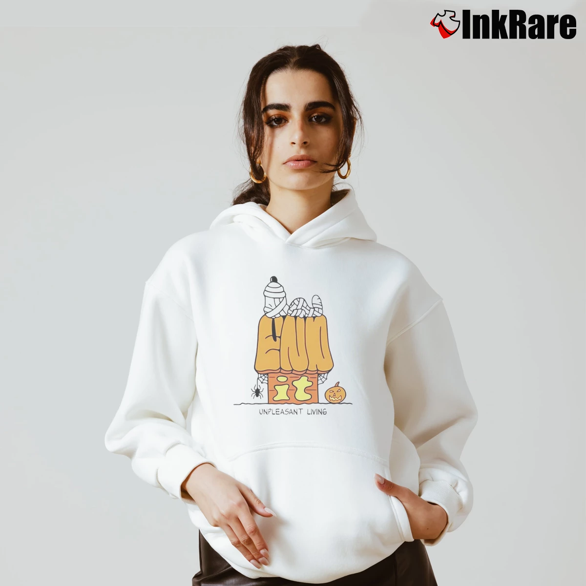 Women’s snoopy end it unpleasant living halloween Cozy Hoodie in white | Warm, Structured, Stylish