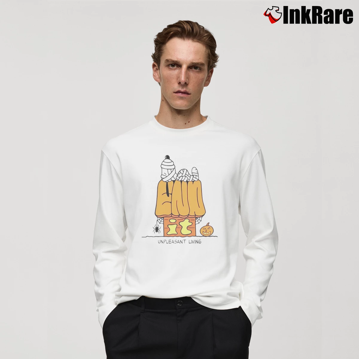 Men’s snoopy end it unpleasant living halloween Long-Sleeve Shirt in white | Sleek, Lightweight, Year-Round Wear