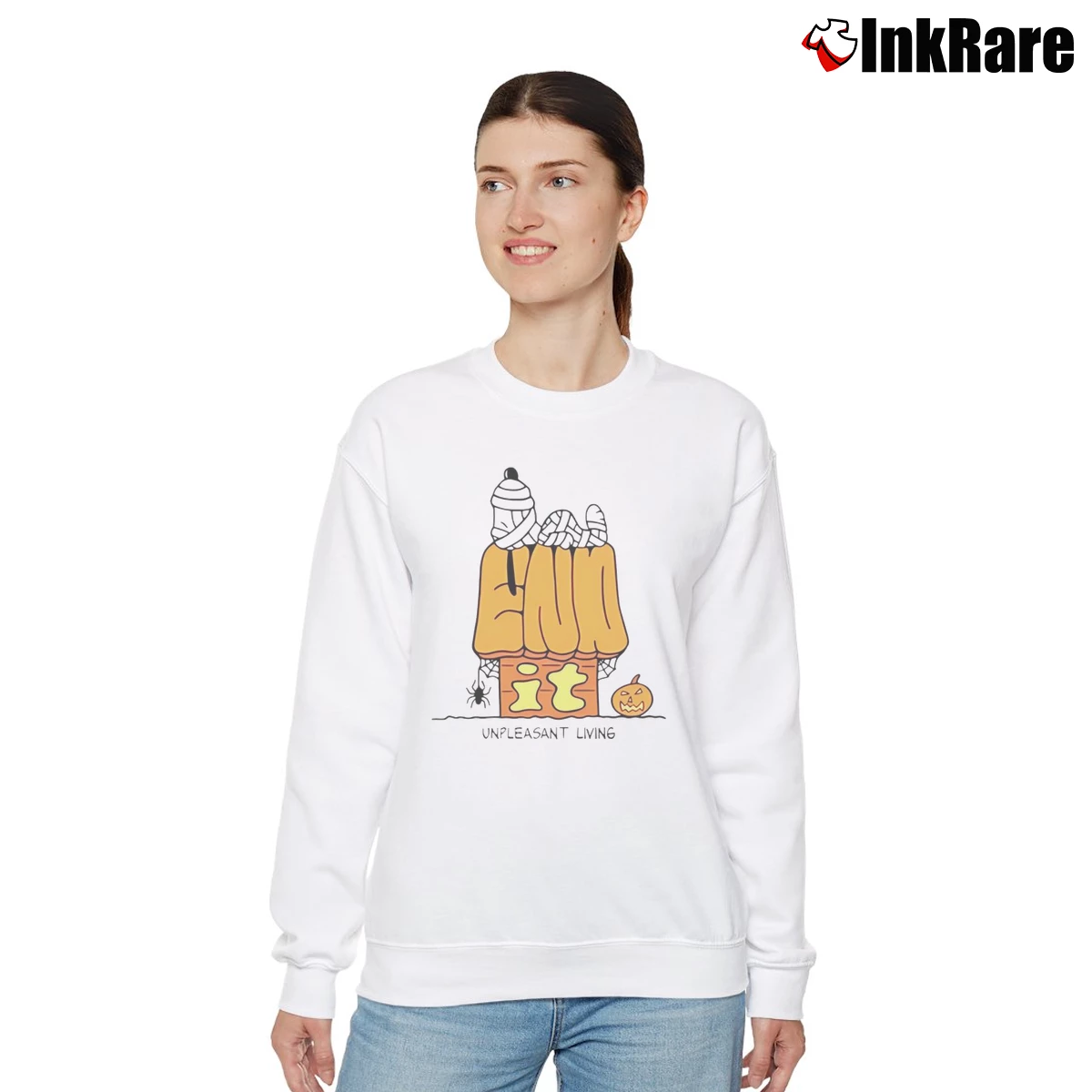 Women’s snoopy end it unpleasant living halloween Relaxed Sweatshirt in white | Soft, Laid-Back Vibe