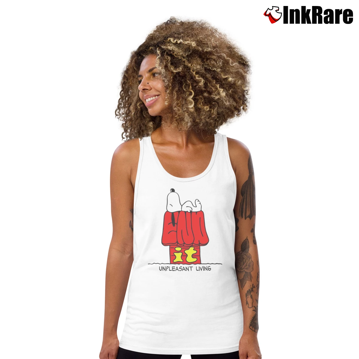 Women’s snoopy end it unpleasant living Tank Top in white | Lightweight, Movement-Friendly