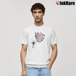 Men’s Snoopy Faith Family Freedom Heart American Flag Classic T-Shirt in white | Soft, Breathable Everyday Wear
