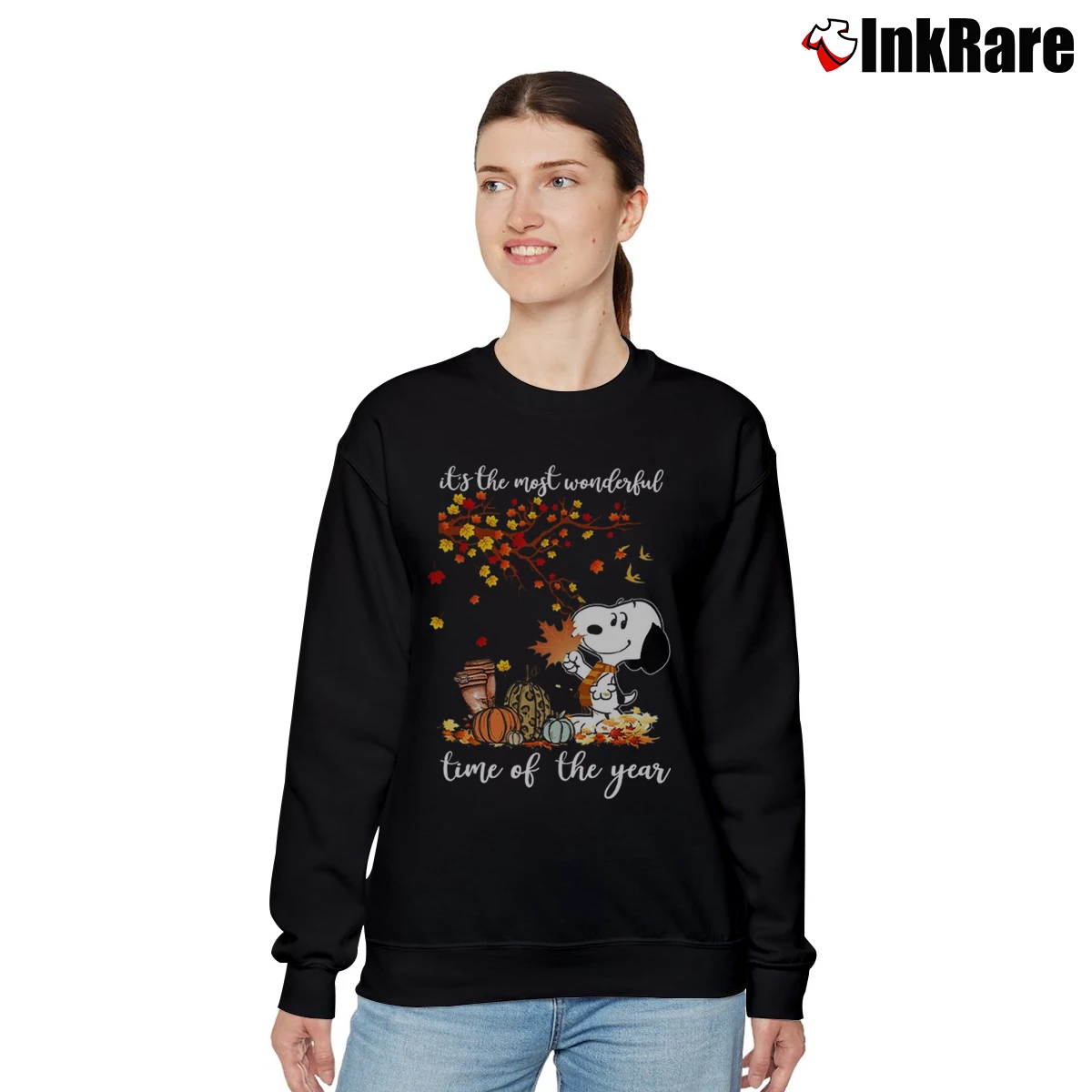 Snoopy Fall It’s The Most Wonderful Time Of The Year Women’s Relaxed Sweatshirt in black – Cozy Casual Women’s Snoopy Fall It's The Most Wonderful Time Of The Year Relaxed Sweatshirt in black | Soft, Laid-Back Vibe