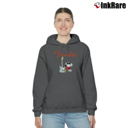 Women’s Snoopy Fender Guitar Player Cozy Hoodie in charcoal | Warm, Structured, Stylish