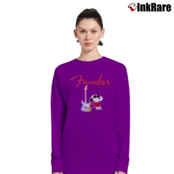 Women’s Snoopy Fender Guitar Player Long-Sleeve Top in purple | Sleek, Versatile, All-Season