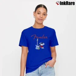 Women’s Snoopy Fender Guitar Player Signature T-Shirt in royal blue | Soft, Flattering Fit