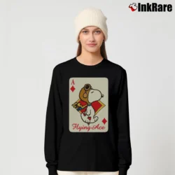 Women’s Snoopy Flying Ace Funny Card Long-Sleeve Top in black | Sleek, Versatile, All-Season