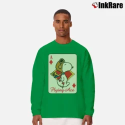 Men’s Snoopy Flying Ace Funny Card Long-Sleeve Shirt in irish green | Sleek, Lightweight, Year-Round Wear