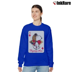 Women’s Snoopy Flying Ace Funny Card Relaxed Sweatshirt in royal blue | Soft, Laid-Back Vibe