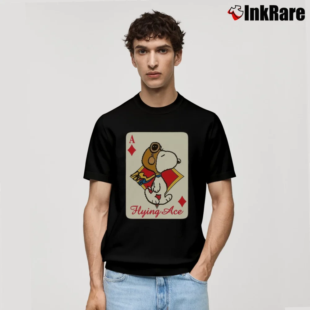 Men’s Snoopy Flying Ace Funny Card Classic T-Shirt in black | Soft, Breathable Everyday Wear
