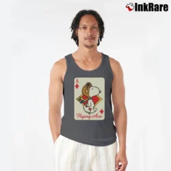 Men’s Snoopy Flying Ace Funny Card Tank Top in charcoal | Breathable, Active-Friendly Design