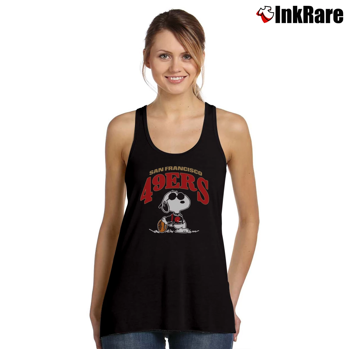 Snoopy Football San Francisco 49ers Logo Women’s Essential Tank in black – Summer Ready Women’s Snoopy Football San Francisco 49ers Logo Tank Top in black | Lightweight, Movement-Friendly