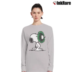 Women’s Snoopy Funny Christmas Holiday Wreath Long-Sleeve Top in sport grey | Sleek, Versatile, All-Season