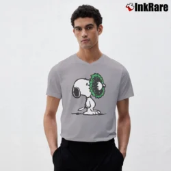Men’s Snoopy Funny Christmas Holiday Wreath V-Neck Tee in sport grey | Sharp, Breathable, Everyday Staple