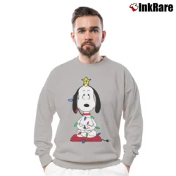 Men’s Snoopy Funny Christmas Tree Crewneck Sweatshirt in sport grey | Cozy Fabric, Clean Style
