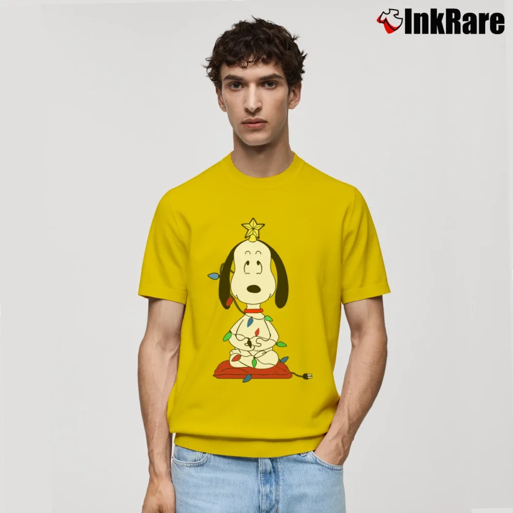 Men’s Snoopy Funny Christmas Tree Classic T-Shirt in yellow | Soft, Breathable Everyday Wear