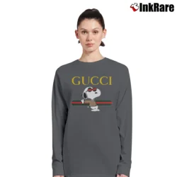 Women’s Snoopy Gucci Logo Fashion Design Long-Sleeve Top in charcoal | Sleek, Versatile, All-Season
