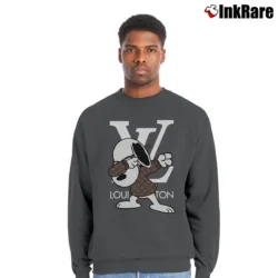 Men’s Snoopy Gucci X Louis Vuitton Logo Crewneck Sweatshirt in charcoal | Cozy Fabric, Clean Style
