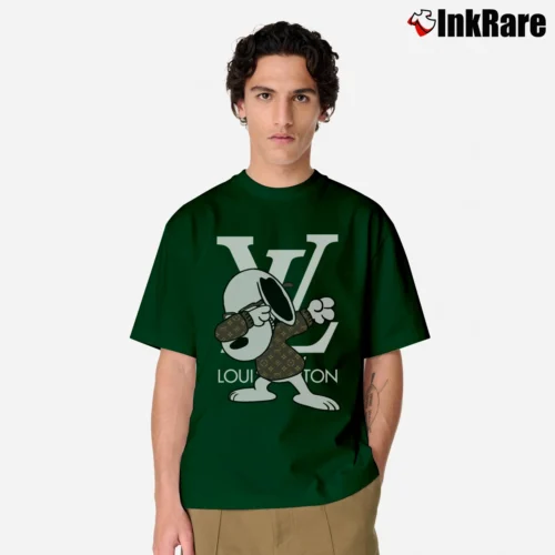 Men’s Snoopy Gucci X Louis Vuitton Logo Classic T-Shirt in forest green | Soft, Breathable Everyday Wear