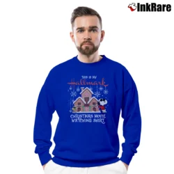 Men’s Snoopy Hallmark Christmas Movie Watching Crewneck Sweatshirt in royal blue | Cozy Fabric, Clean Style