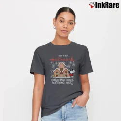 Women’s Snoopy Hallmark Christmas Movie Watching Signature T-Shirt in charcoal | Soft, Flattering Fit