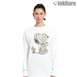 Snoopy Halloween Mummy Costume Shirt on white long sleeve shirt for women graphic tee