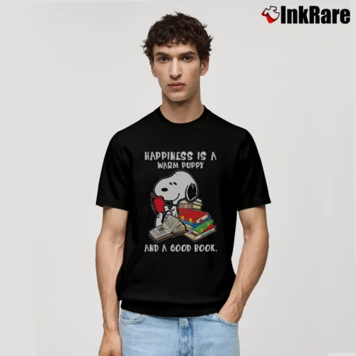 Snoopy Happiness Is A Warm Puppy And A Good Book Men’s Classic Tee in black – Premium Comfort Men’s Snoopy Happiness Is A Warm Puppy And A Good Book Classic T-Shirt in black | Soft, Breathable Everyday Wear