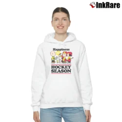 Women’s Snoopy Happiness Is Hockey Season Peanuts Cozy Hoodie in white | Warm, Structured, Stylish