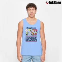 Men’s Snoopy Happiness Is Hockey Season Peanuts Tank Top in light blue | Breathable, Active-Friendly Design