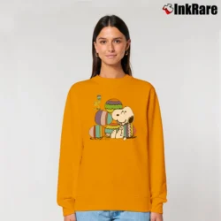 Women’s Snoopy Happy Easter Eggs Peanuts Relaxed Sweatshirt in orange | Soft, Laid-Back Vibe