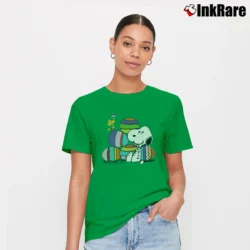 Women’s Snoopy Happy Easter Eggs Peanuts Signature T-Shirt in irish green | Soft, Flattering Fit