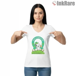 Snoopy Happy St Patricks Day Friends Shirt on white v-neck shirt for women graphic tee