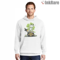 Snoopy Happy St Patricks Day Shirt on white hoodie for men graphic tee