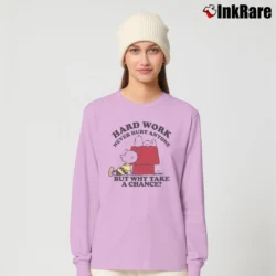 Women’s Snoopy Hard Work Never Hurt Anyone But Why Take A Chance Long-Sleeve Top in light pink | Sleek, Versatile, All-Season