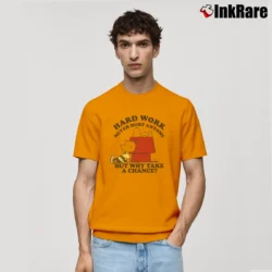 Men’s Snoopy Hard Work Never Hurt Anyone But Why Take A Chance Classic T-Shirt in orange | Soft, Breathable Everyday Wear
