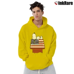 Men’s Snoopy House Americana 4th Of July Independence Day Pullover Hoodie in yellow | Cozy, Durable, Modern Fit
