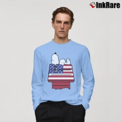 Men’s Snoopy House Americana 4th Of July Independence Day Long-Sleeve Shirt in light blue | Sleek, Lightweight, Year-Round Wear