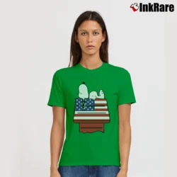 Women’s Snoopy House Americana 4th Of July Independence Day Signature T-Shirt in irish green | Soft, Flattering Fit