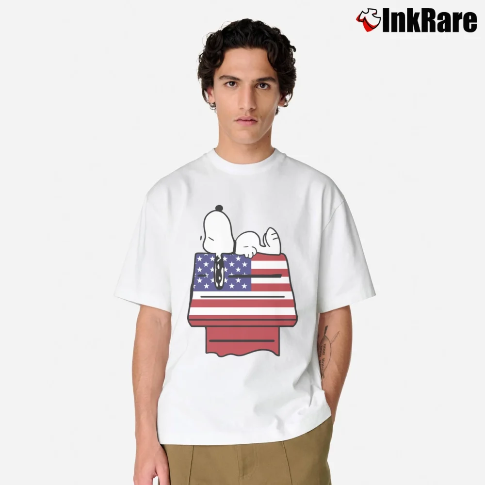 Men’s Snoopy House Americana 4th Of July Independence Day Classic T-Shirt in white | Soft, Breathable Everyday Wear