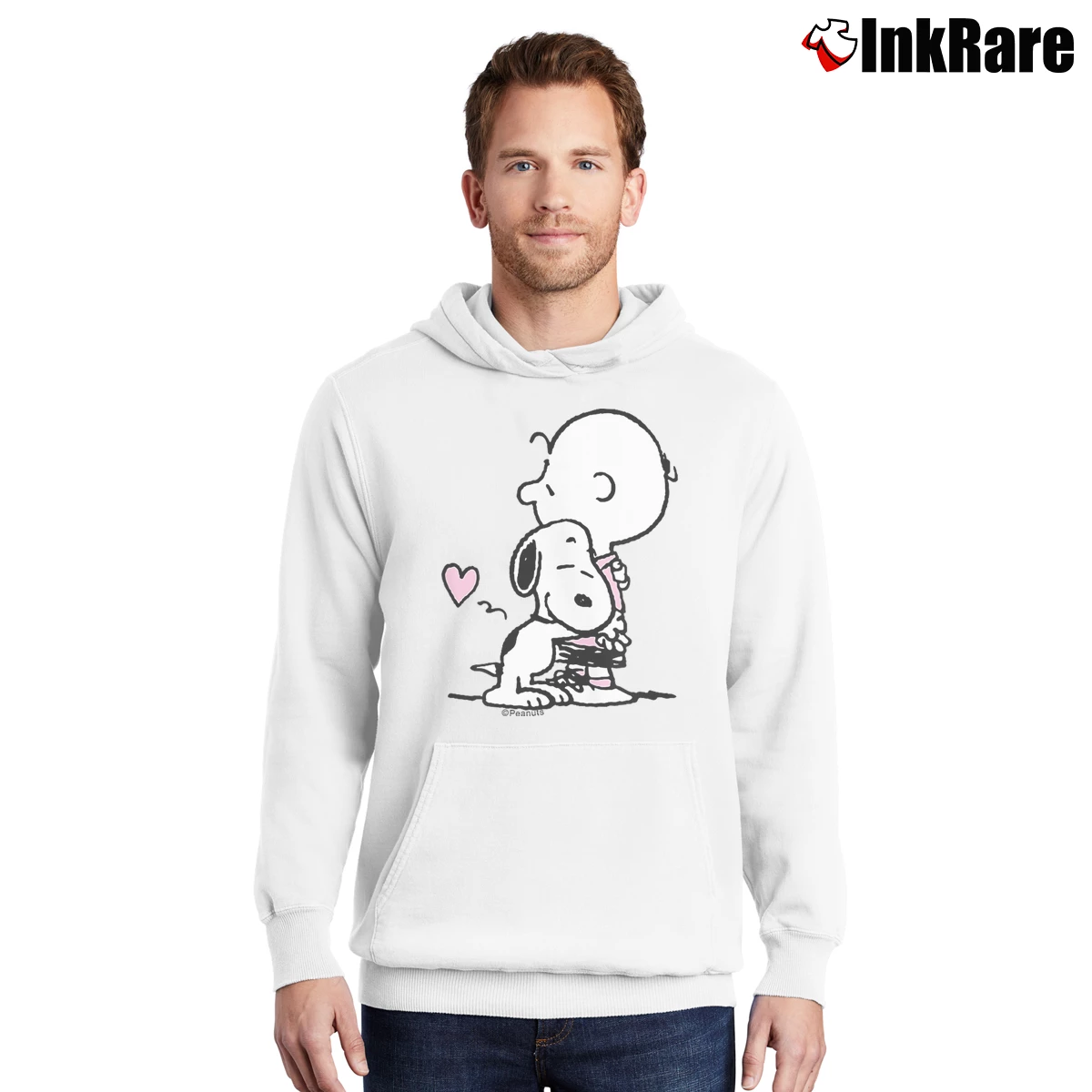 Snoopy Hug Charlie Brown Men’s Pullover Hoodie in white – Ultimate Warmth Men’s Snoopy Hug Charlie Brown Pullover Hoodie in white | Cozy, Durable, Modern Fit
