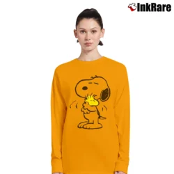 Women’s Snoopy Hug Woodstock Peanuts Love Long-Sleeve Top in orange | Sleek, Versatile, All-Season