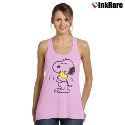Women’s Snoopy Hug Woodstock Peanuts Love Tank Top in light pink | Lightweight, Movement-Friendly